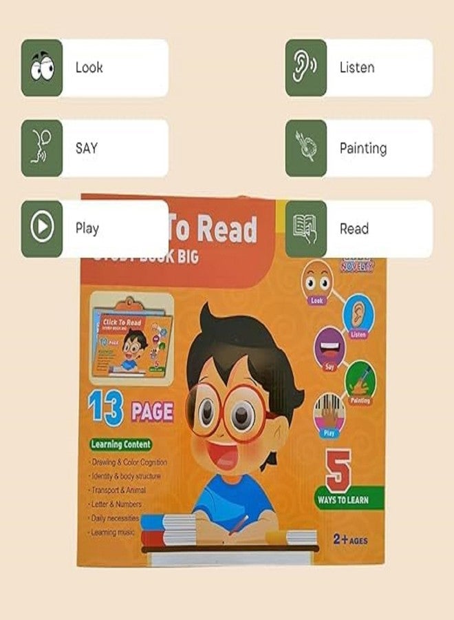 Braintastic Click to Read Interactive Learning Book for Kids | Talking Study Book with Sound Buttons | Early Education Toy for Toddlers & Preschoolers (3+ Years) - Image 2